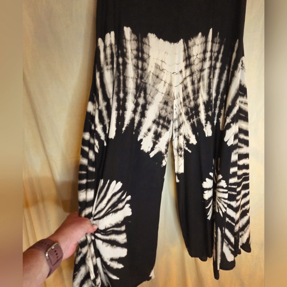 Luxe Wide Leg Tie Dye Flow Pant Universal Swirl 100% Rayon One Size - Picture 6 of 11